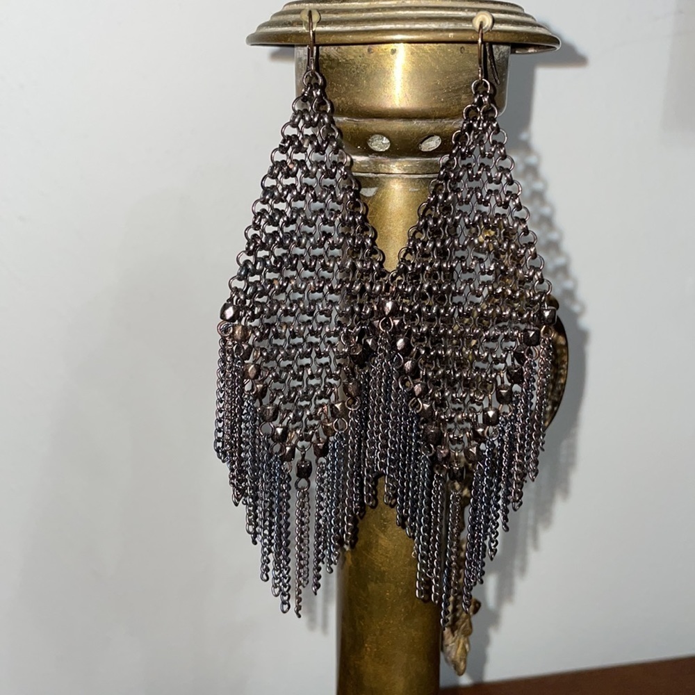 Chain Mail Earrings in rich copper brown. Banana Republic. All original. - Picture 2 of 8